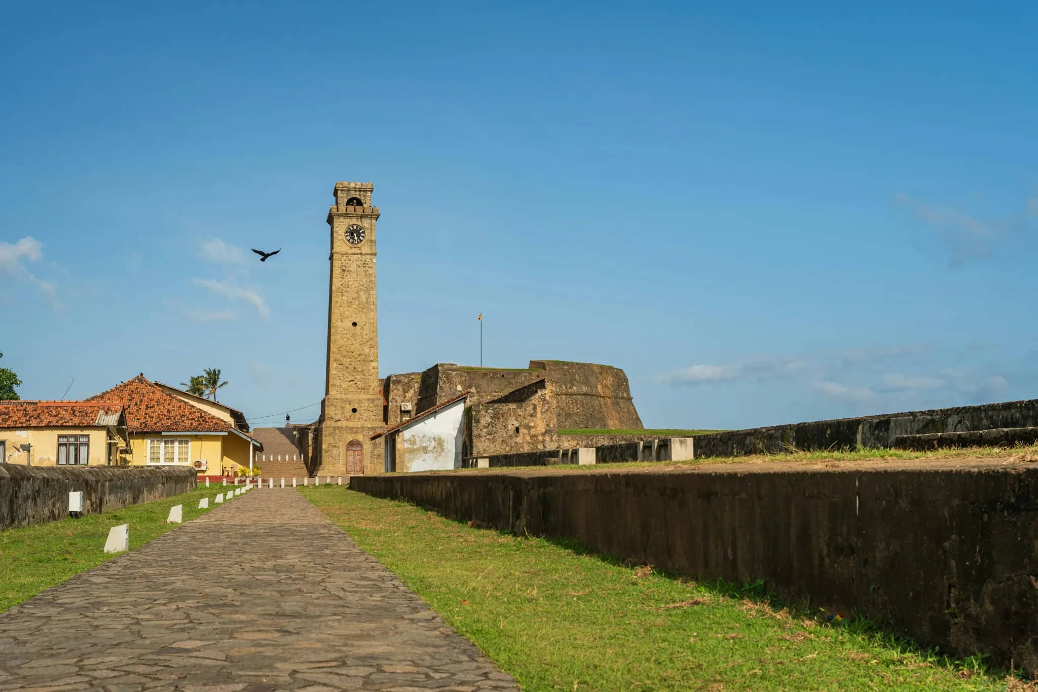 Travellers exploring the colonial streets of Galle Fort